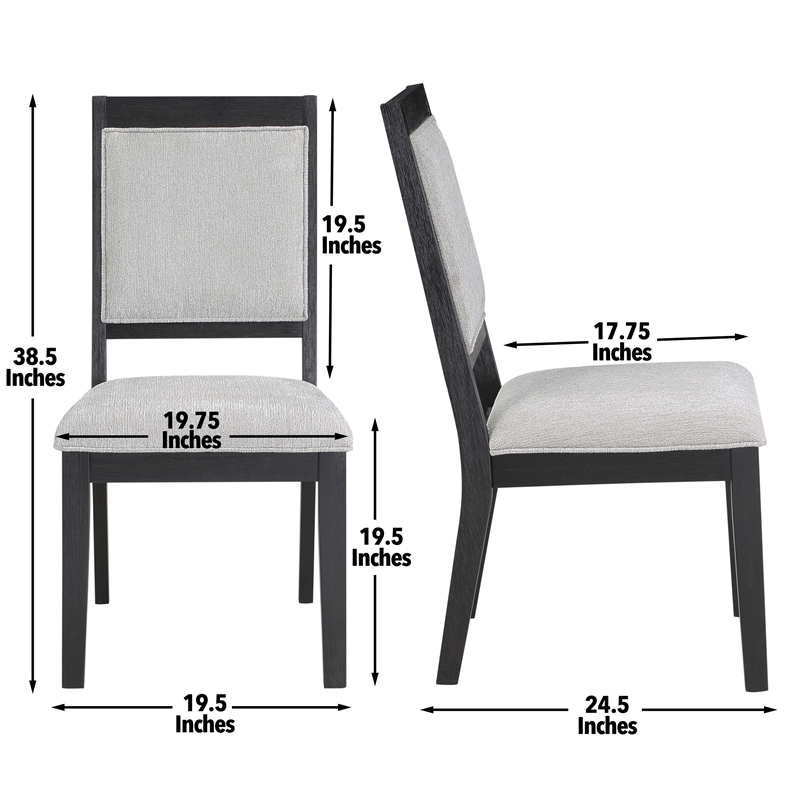 Pemberly Row Polyester Upholstered Dining Chair in Black (Set of 2)