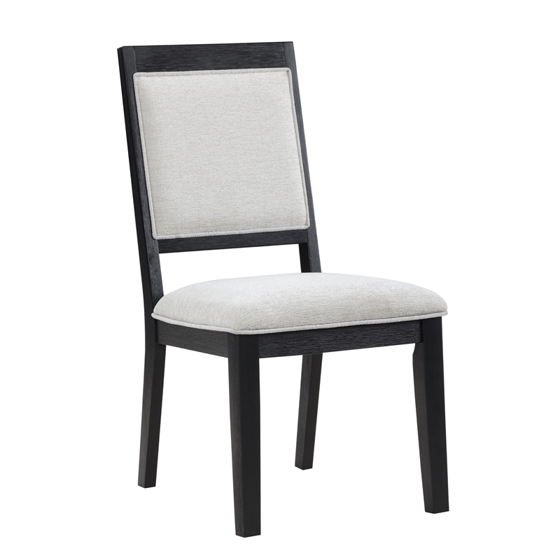 Pemberly Row Polyester Upholstered Dining Chair in Black (Set of 2)
