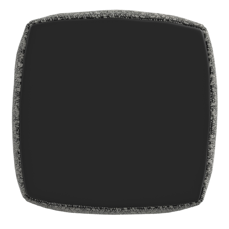 Pemberly Row Boucle Woven Fabric Square Footstool/Pouf in Black