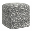Pemberly Row Boucle Woven Fabric Square Footstool/Pouf in Black