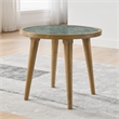 Pemberly Row Engineered Wood End Table with Sintered Stone in Light Brown