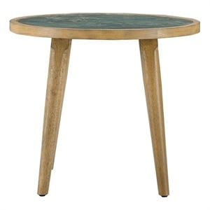 Pemberly Row Engineered Wood End Table with Sintered Stone in Light Brown
