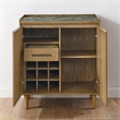 Pemberly Row Contemporary Sintered Stone Top Bar Cabinet in Light Brown