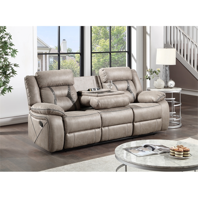 Pemberly Row Modern Transitional Manual Console Loveseat Gray