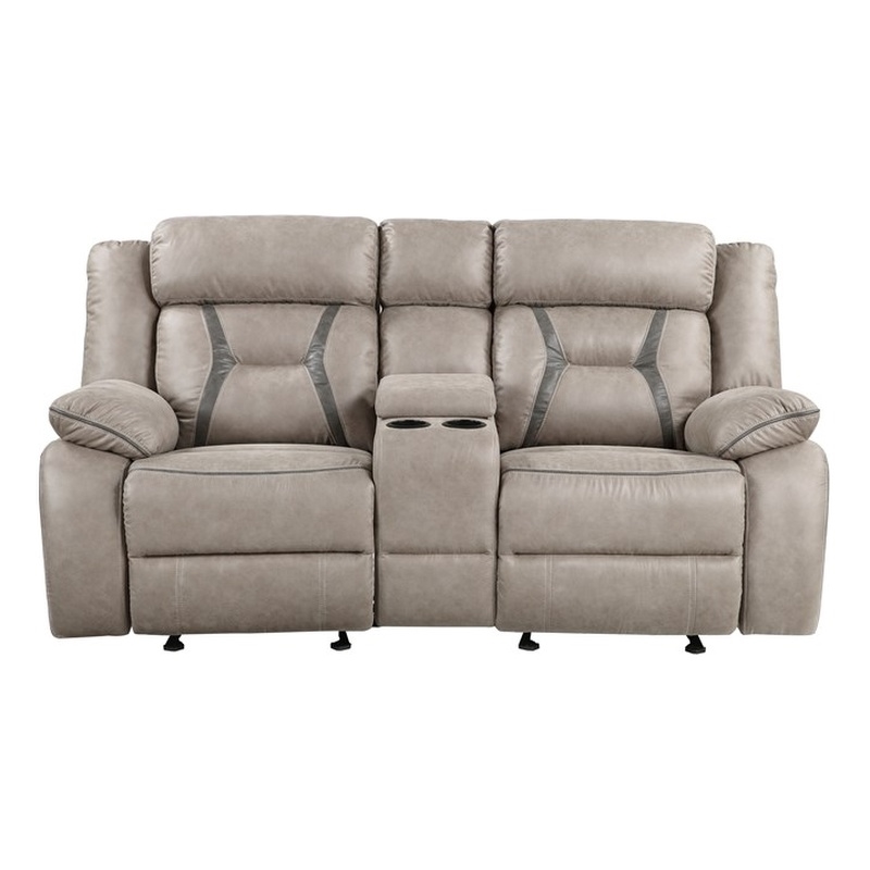 Pemberly Row Modern Transitional Manual Console Loveseat Gray