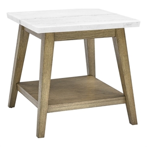 Pemberly Row Contemporary 24&quot White Marble Top Square End Table