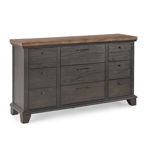 Pemberly Row Farmhouse Acacia Wood 6-Drawers Bedroom Dresser in Brown