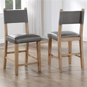 Pemberly Row Faux Leather Seating Contemporary Counter Chair in Brown
