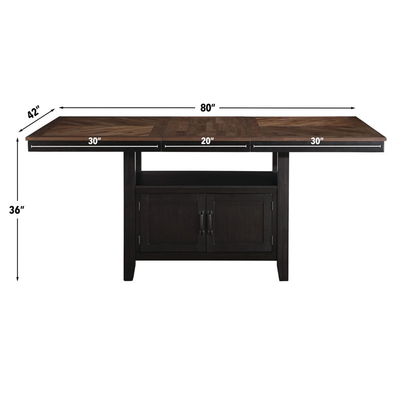 Pemberly Row Contemporary 5-Piece Counter Dining Set in Black