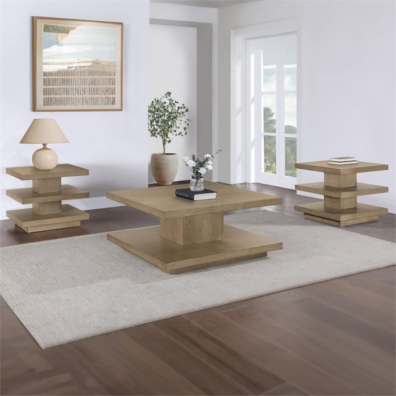 Pemberly Row Engineered Wood Contemporary End Table in Brown