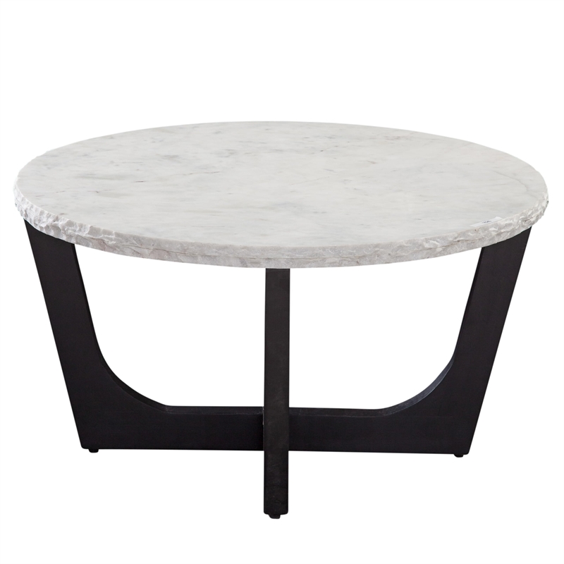Pemberly Row Modern / Contemporary White Marble Top Cocktail Table