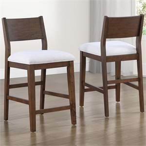 Pemberly Row Polyester Fabric Contemporary Counter Chair in Brown