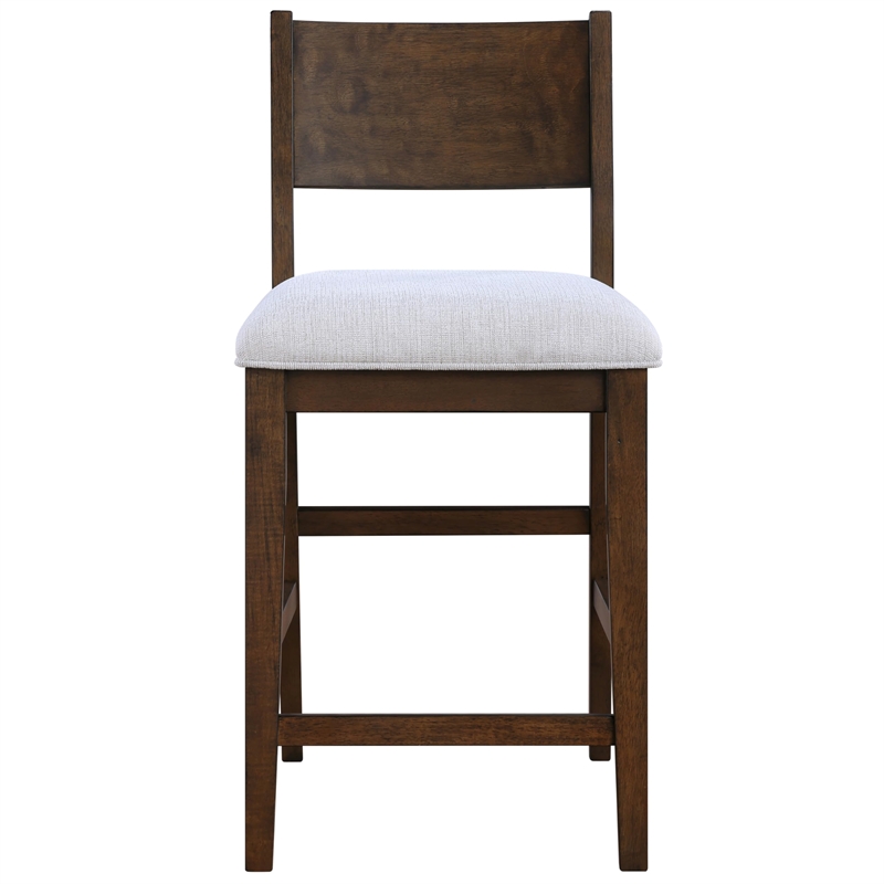 Pemberly Row Polyester Fabric Contemporary Counter Chair in Brown