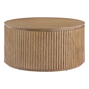 Pemberly Row Contemporary 36&quot Round Coffee Table in Toffee Finish