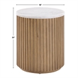Pemberly Row Contemporary White Marble Top End Table in Toffee Finish
