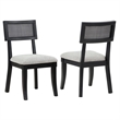 Pemberly Row Polyester Fabric Contemporary Cane Side Chair in Black