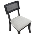 Pemberly Row Polyester Fabric Contemporary Cane Side Chair in Black