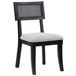 Pemberly Row Polyester Fabric Contemporary Cane Side Chair in Black