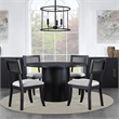Pemberly Row Polyester Fabric Contemporary Cane Side Chair in Black
