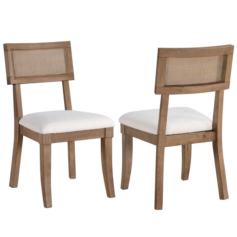 Pemberly Row Polyester Fabric Contemporary Cane Side Chair in Brown