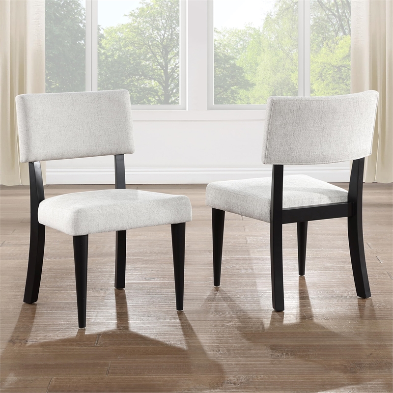 Pemberly Row Polyester Fabric Contemporary Side Chair in Black
