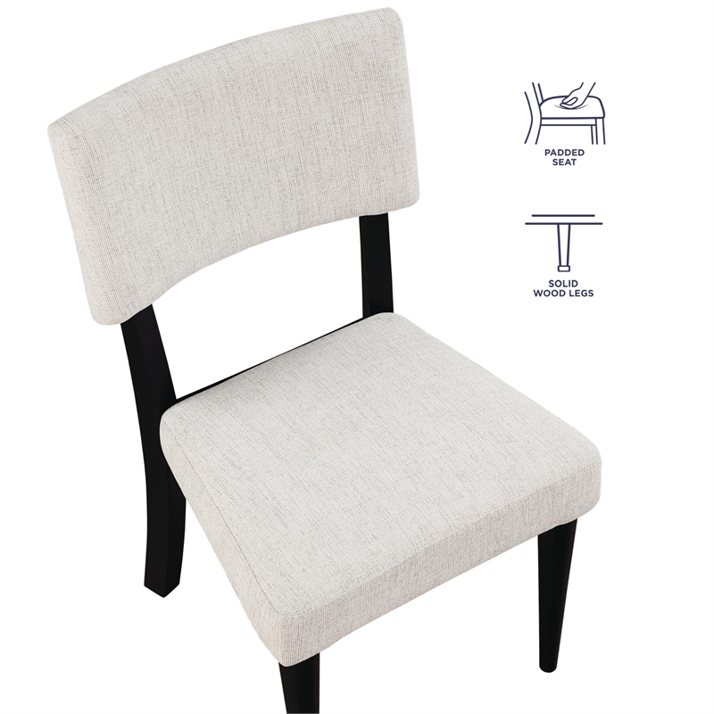 Pemberly Row Polyester Fabric Contemporary Side Chair in Black