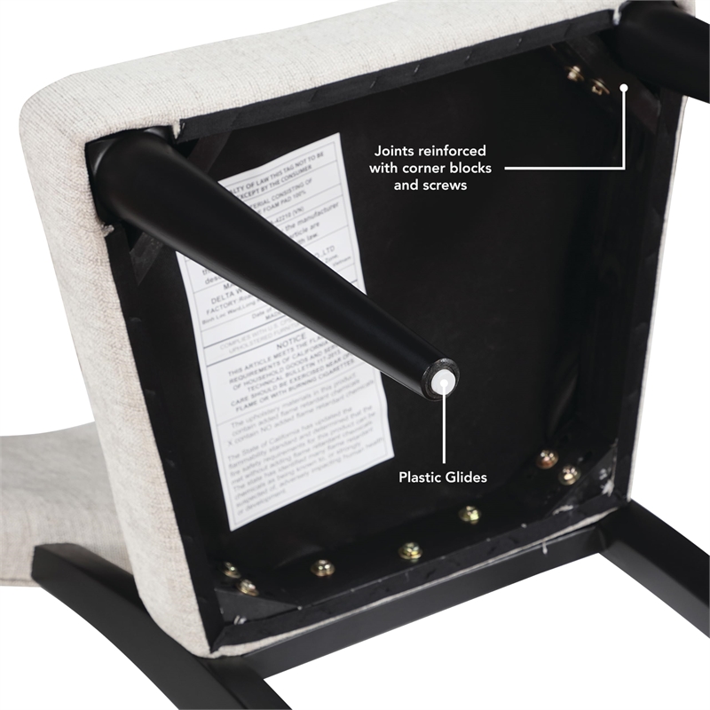 Pemberly Row Polyester Fabric Contemporary Side Chair in Black