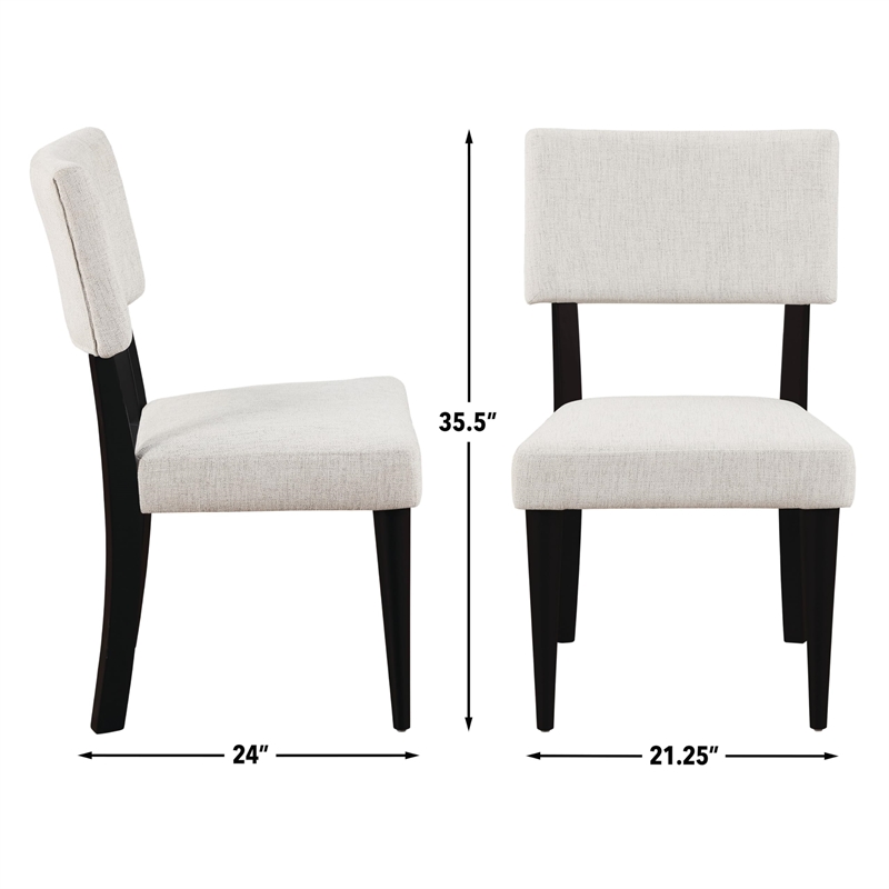 Pemberly Row Polyester Fabric Contemporary Side Chair in Black