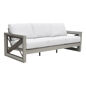 Pemberly Row Modern / Contemporary Aluminum Frame Sofa in Gray