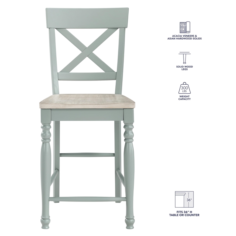 Pemberly Row Wooden Modern / Contemporary Green Counter Chair