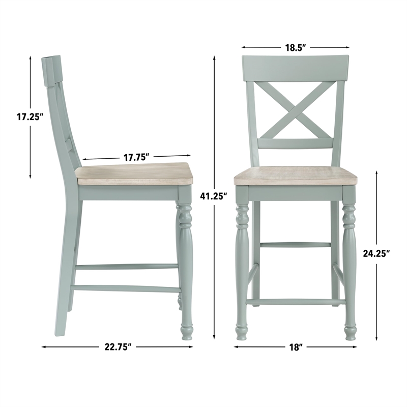 Pemberly Row Wooden Modern / Contemporary Green Counter Chair