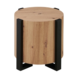 Pemberly Row Modern / Contemporary Faux-Wood Round End Table in Tan