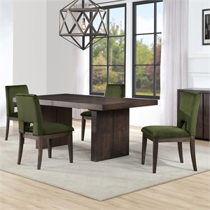 Pemberly Row 5-Piece 78-96&quot Dining Table Set with Green Velvet Chairs