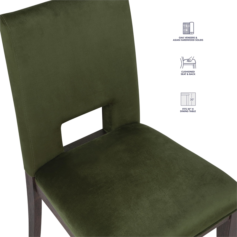 Pemberly Row Modern / Contemporary Side Chair in Green Velvet