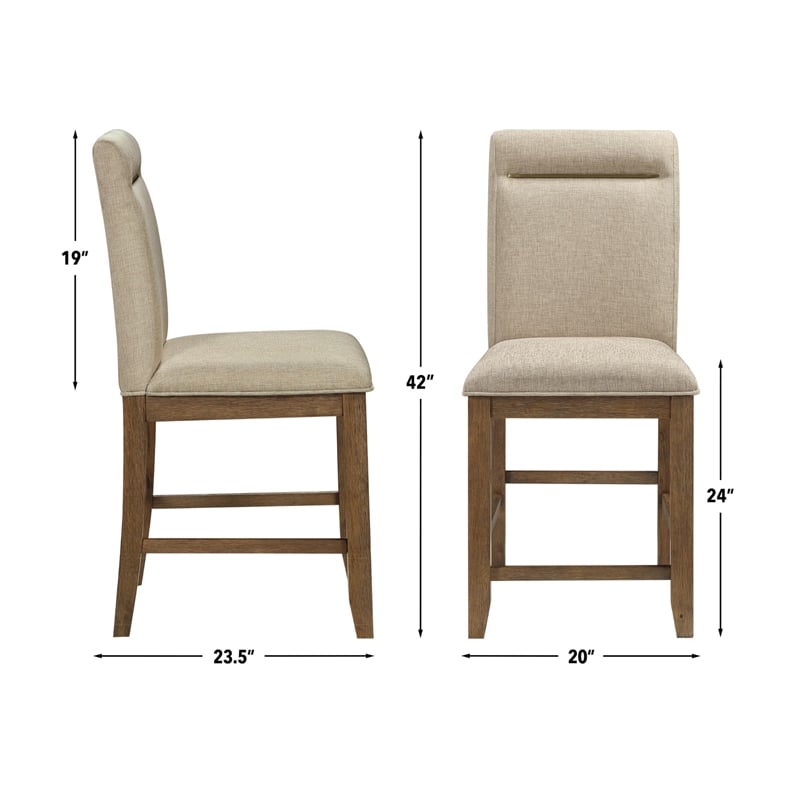 Pemberly Row Polyester Fabric Contemporary Counter Chair in Brown