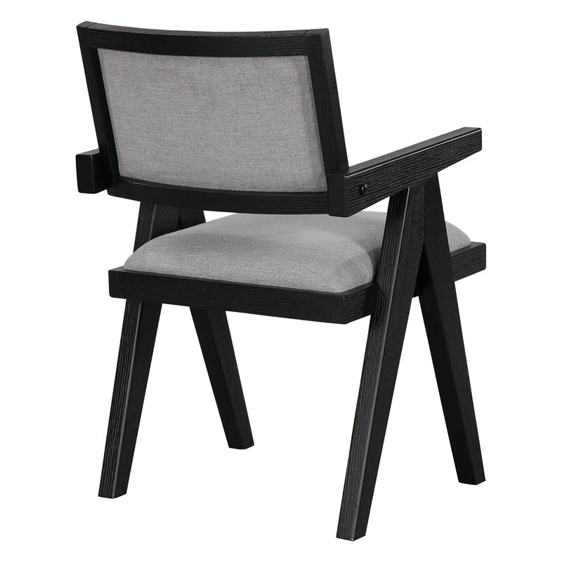Pemberly Row Polyester Fabric Contemporary Black Arm Chair in Gray