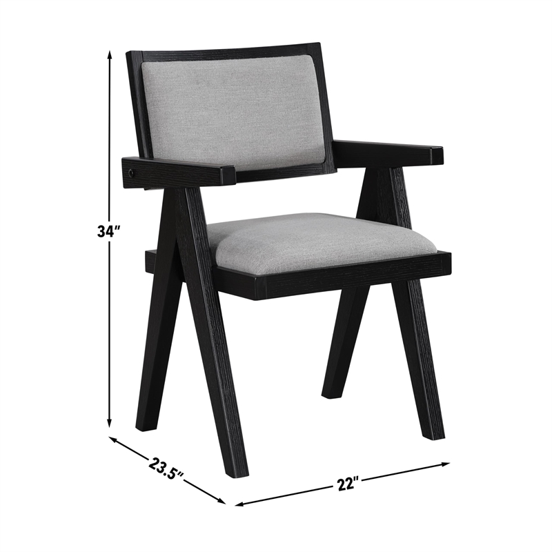 Pemberly Row Polyester Fabric Contemporary Black Arm Chair in Gray