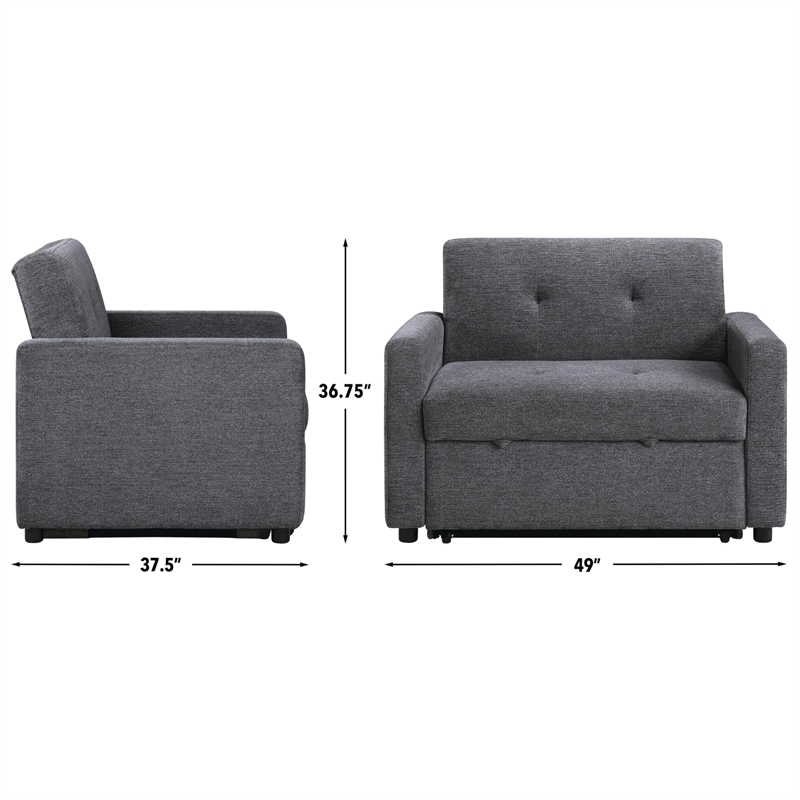 Pemberly Row Modern / Contemporary Gray Chair with Twin Sleeper