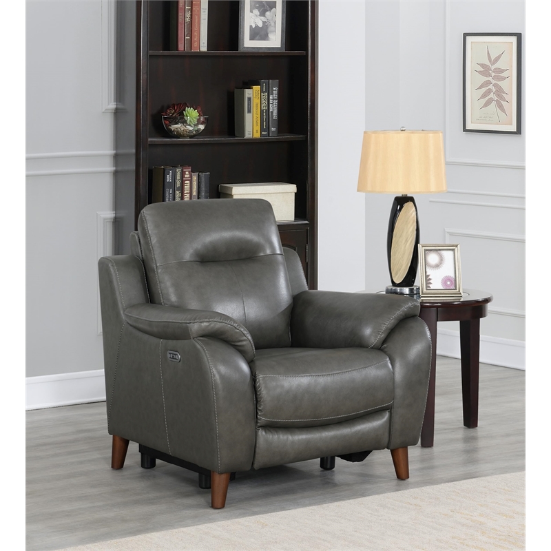 Pemberly Row Engineered Wood Contemporary Power Recliner in Charcoal