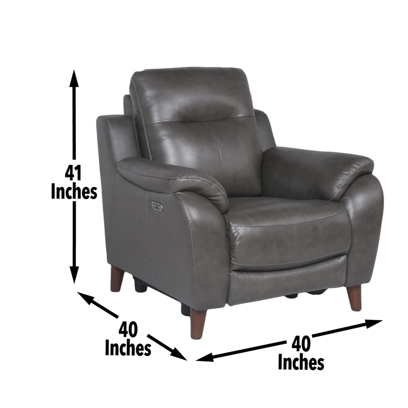 Pemberly Row Engineered Wood Contemporary Power Recliner in Charcoal