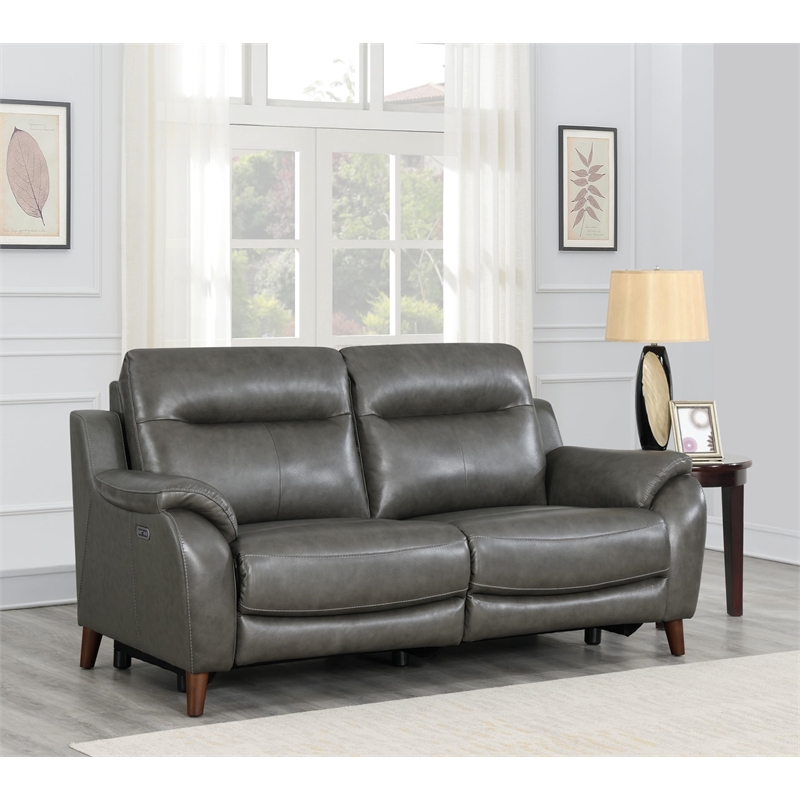 Pemberly Row Modern / Contemporary Power Sofa in Charcoal/Borwn
