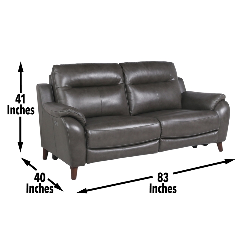 Pemberly Row Modern / Contemporary Power Sofa in Charcoal/Borwn