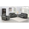 Pemberly Row Modern / Contemporary Power Sofa in Charcoal/Borwn