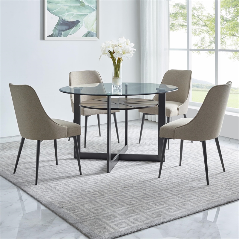 Pemberly Row Contemporary 5-piece Complete Dining Set in Gray