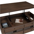 Pemberly Row Contemporary Lift-Top Cocktail Table with Casters in Brown