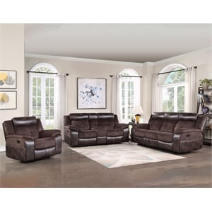 Pemberly Row Modern / Contemporary 3-piece Manual Sofa Set in Brown