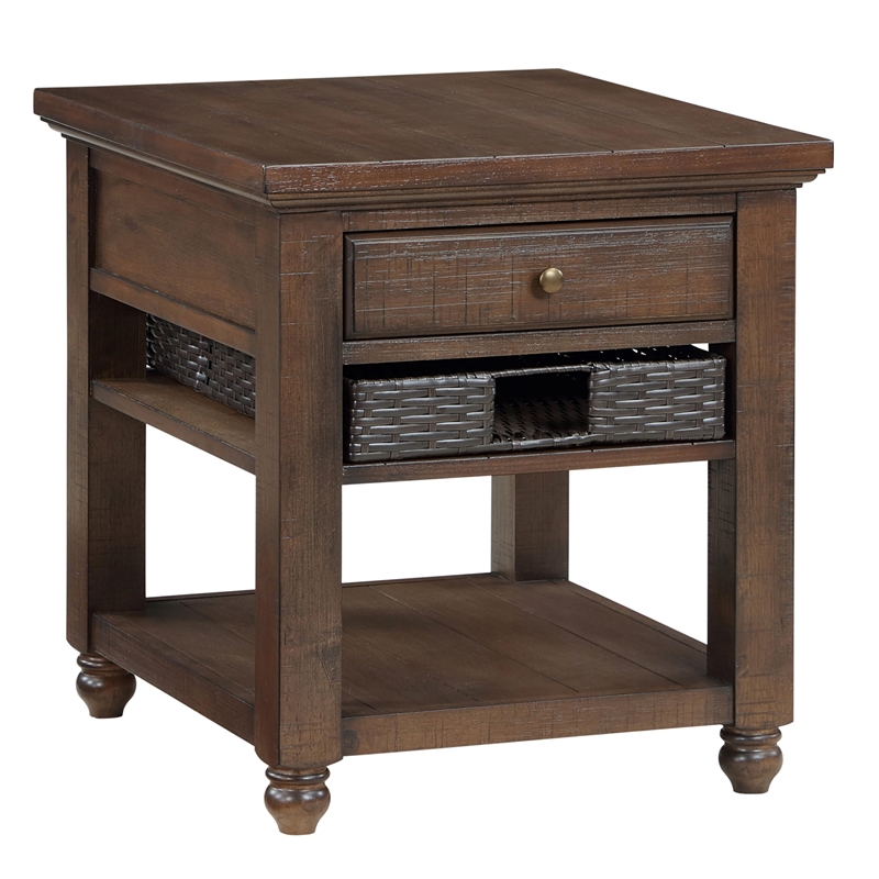 Pemberly Row Engineered Wood Contemporary End Table in Brown