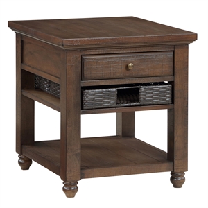 Pemberly Row Engineered Wood Contemporary End Table in Brown