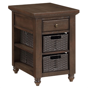 Pemberly Row Engineered Wood Contemporary Chairside End Table in Brown