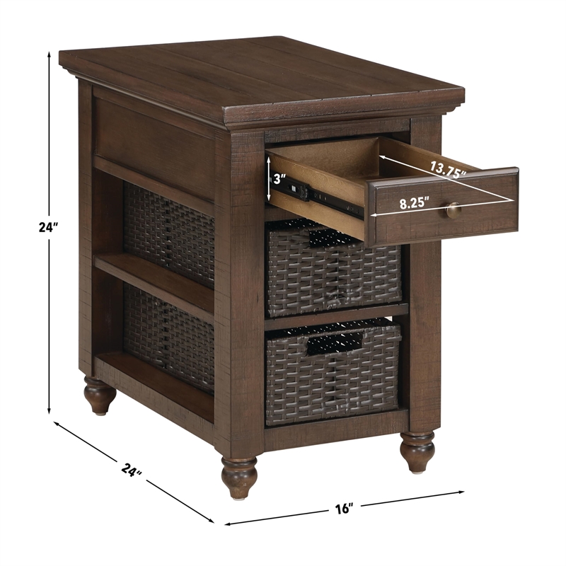 Pemberly Row Engineered Wood Contemporary Chairside End Table in Brown